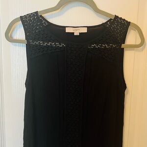 LOFT Black Lace Detail Sleeveless Blouse